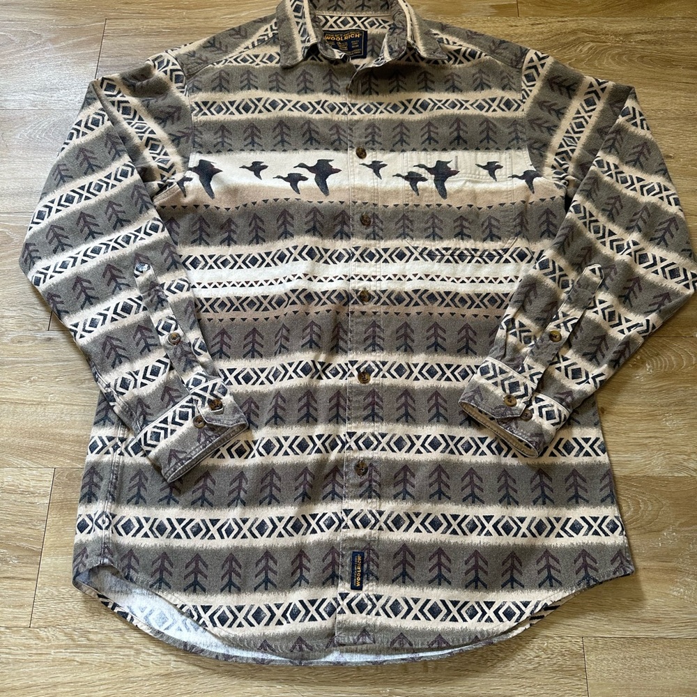 Vintage Woolrich Chamois Shirt Mens Large Button Up Long Sleeve Duck Outdoors